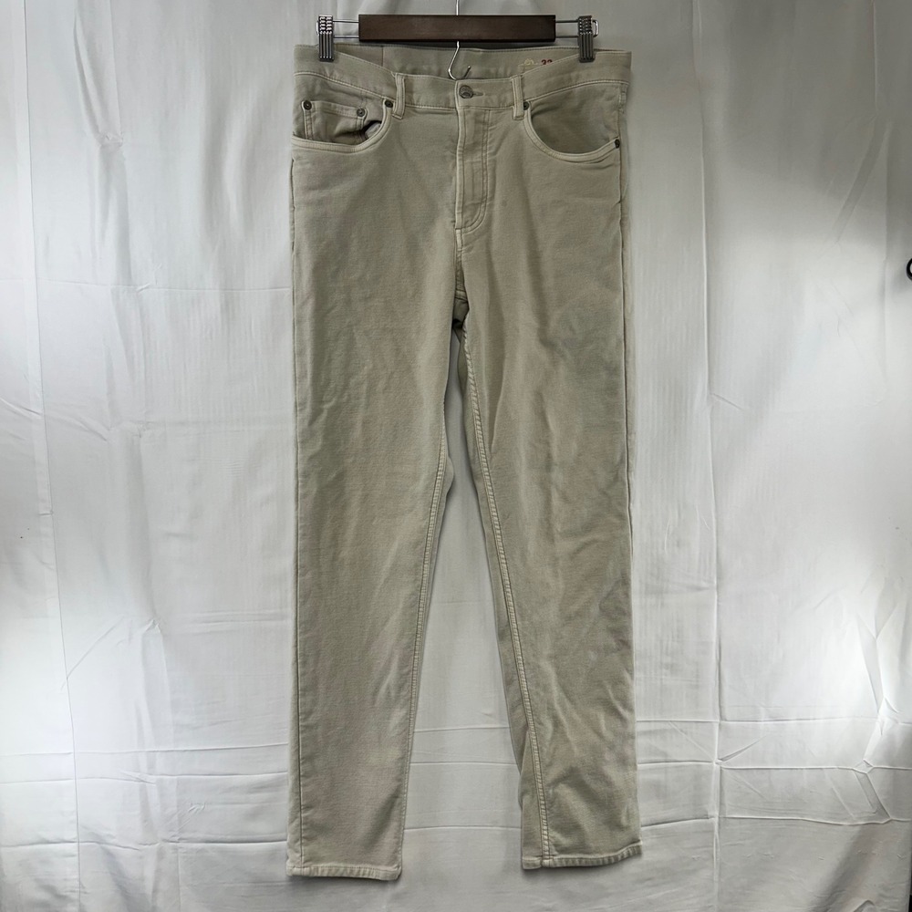 Faherty 5-Pocket Pants Mens 33 Stone Slim Straight Stretch MBC0020-STN